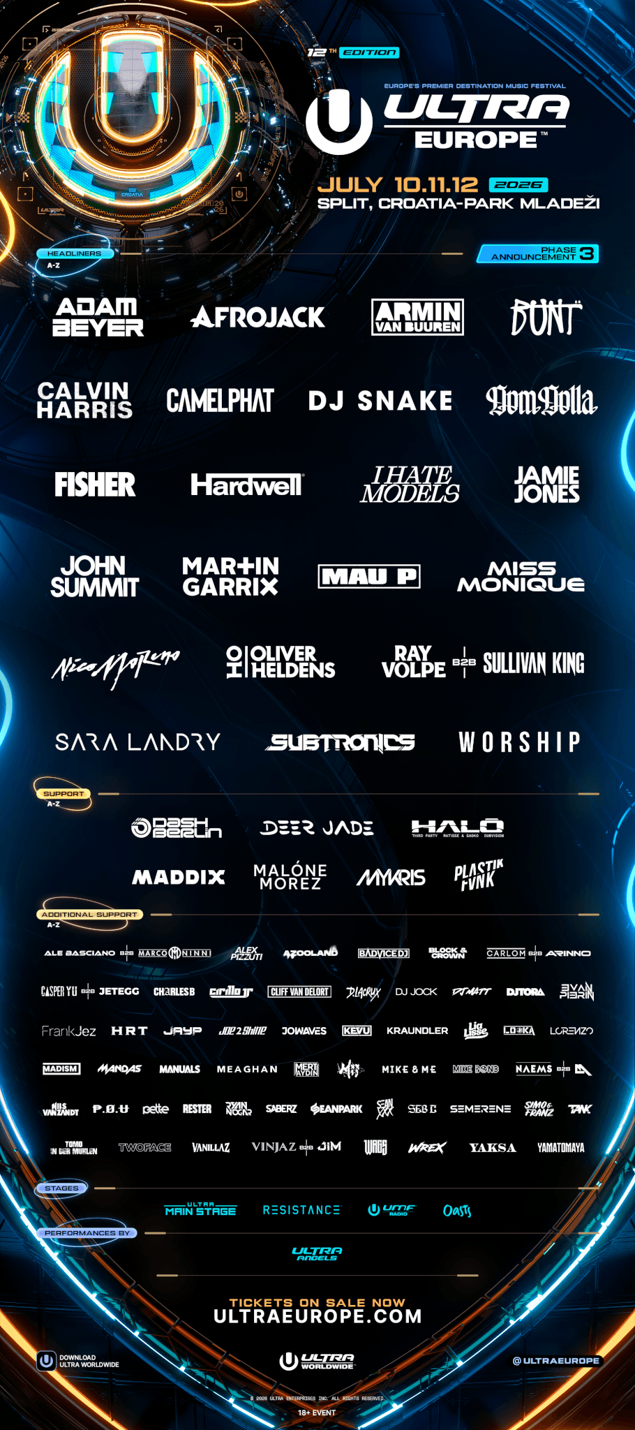Lineup · Main Stage, Resistance, UMF Radio, Oasis